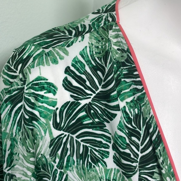 Nordstrom Room Service Green Palm Print Silky Open Robe L/XL - Picture 3 of 7